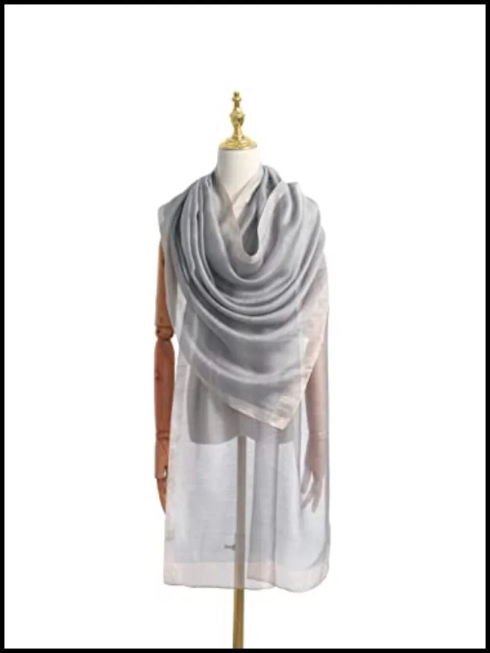 Silk Blend Metallic Trim Wrap Shawl Evening Scarf Pashmina
